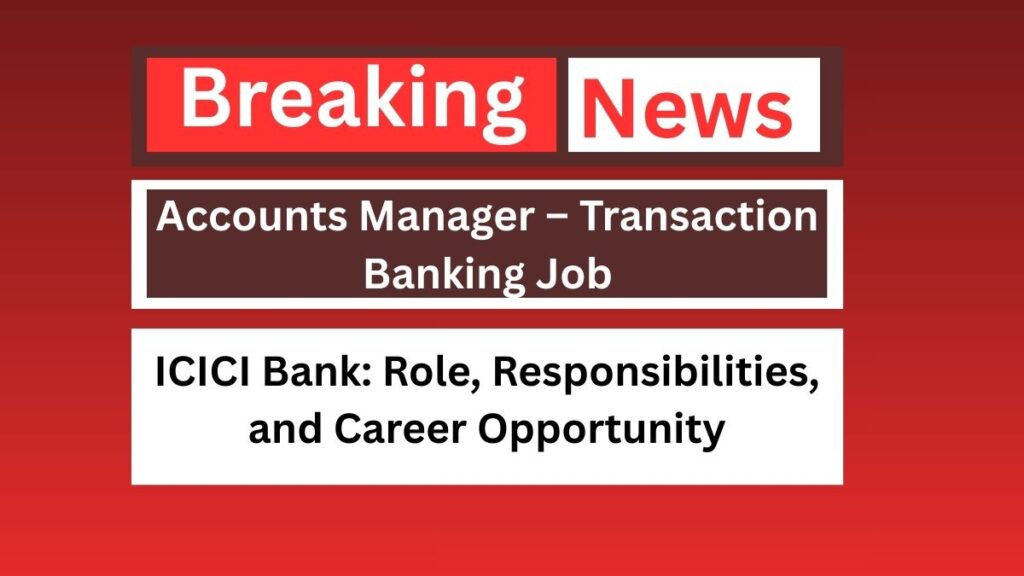Accounts Manager – Transaction Banking Job