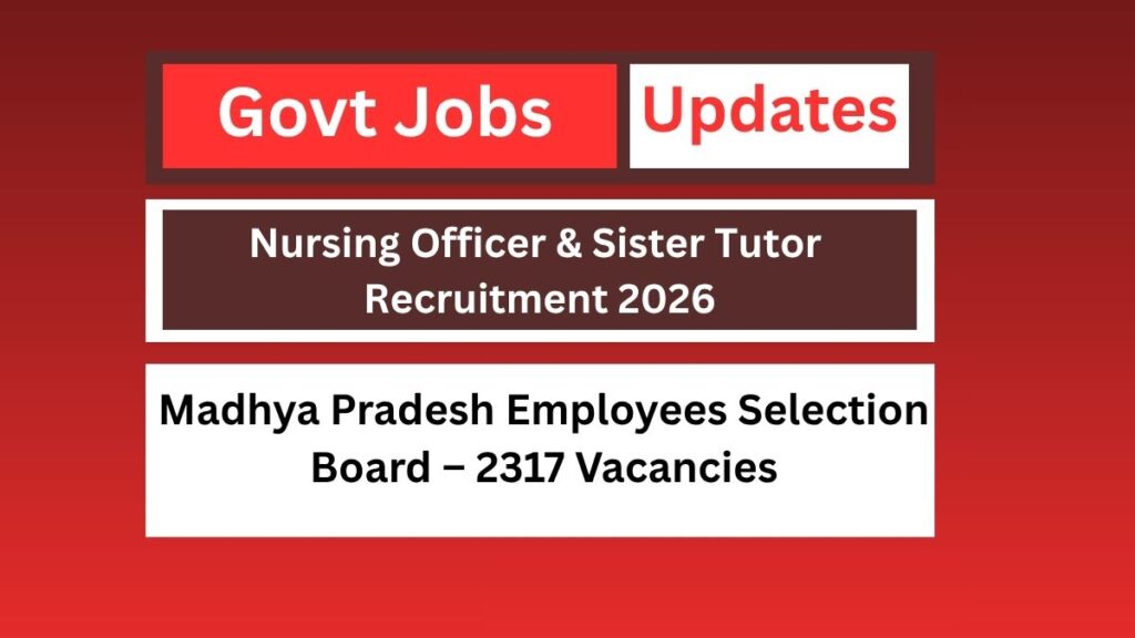 Nursing Officer & Sister Tutor Recruitment 2026